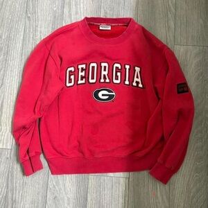 Colosseum Red Georgia Logo Crewneck Sweatshirt